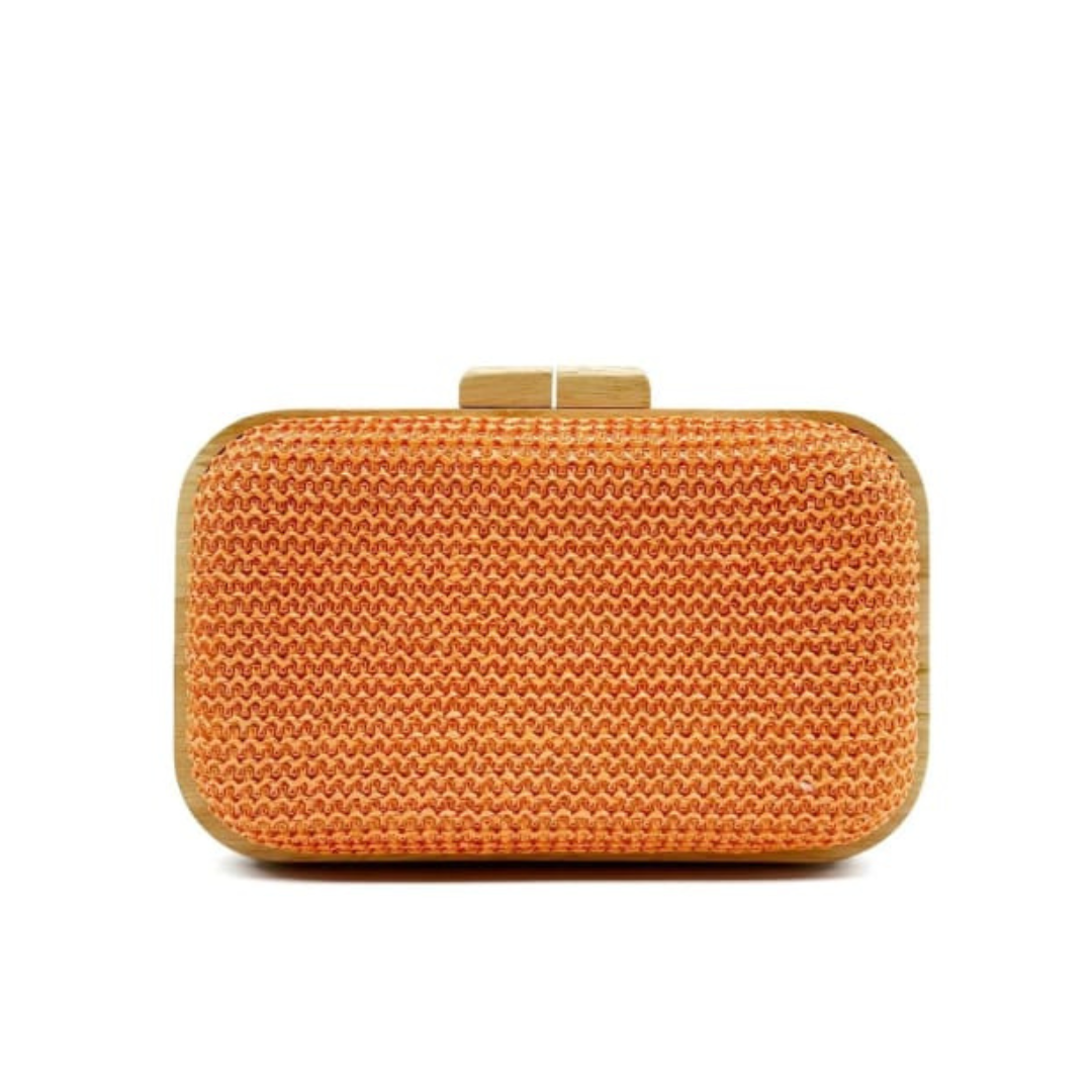 Straw wooden clutch