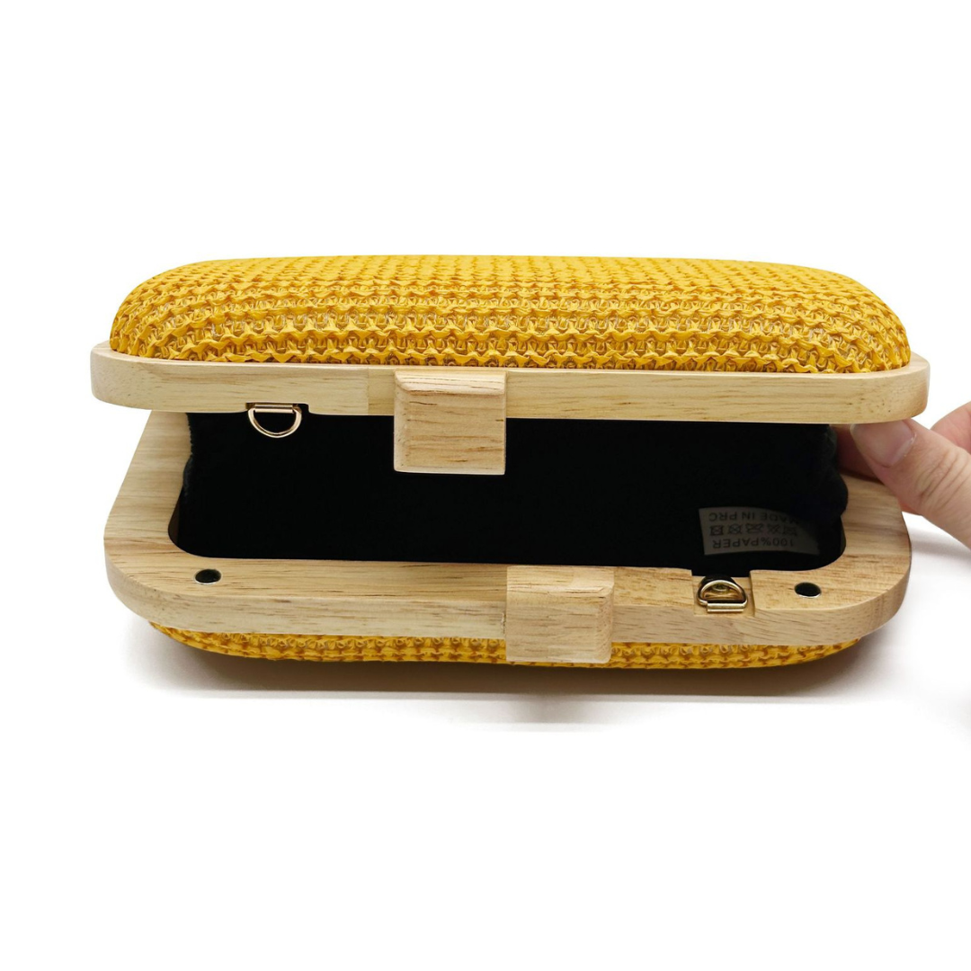 Straw wooden clutch