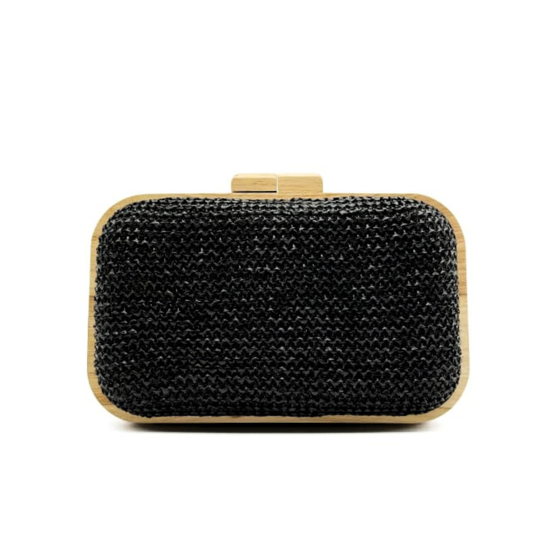 Straw wooden clutch