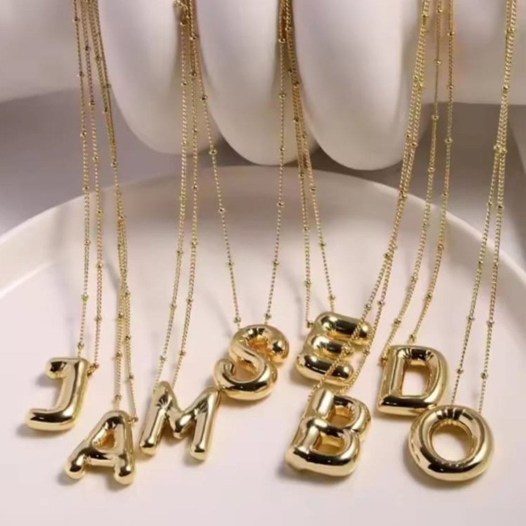 Stainless Bubbly Letters Necklace