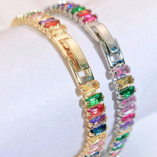 Multi color Tennis stainless steel Bracelet