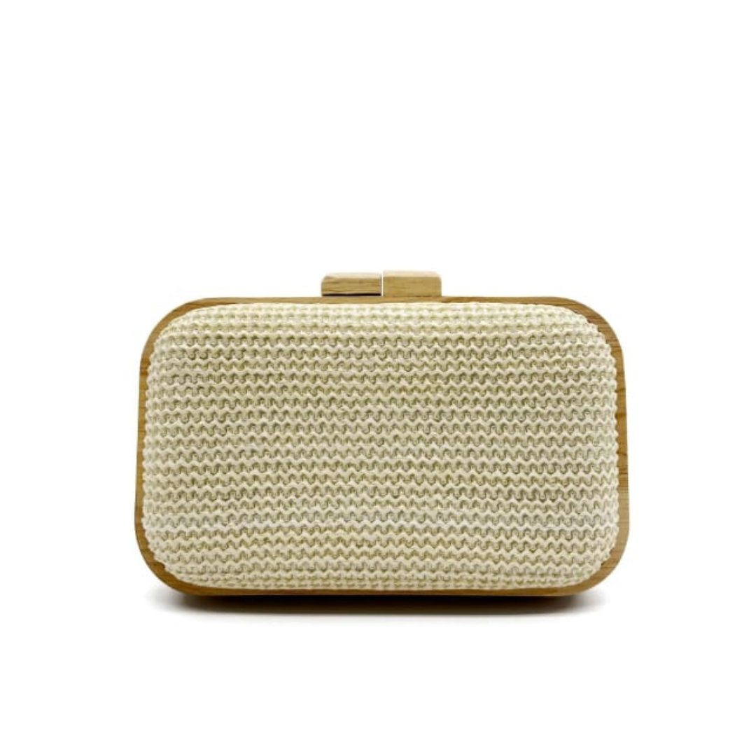 Straw wooden clutch