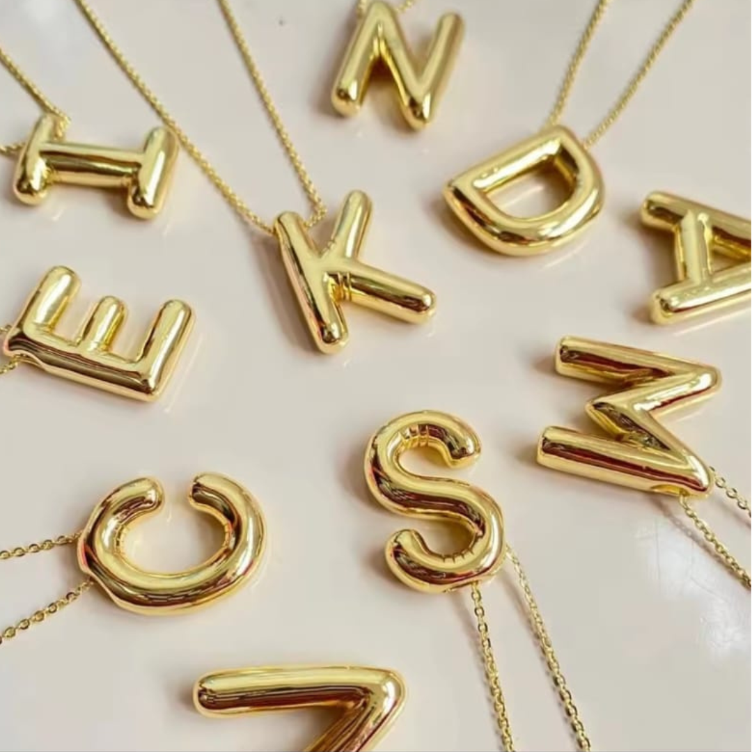 Stainless Bubbly Letters Necklace