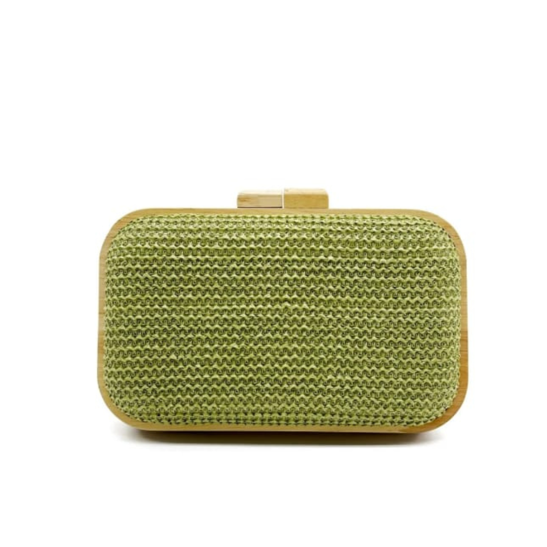 Straw wooden clutch