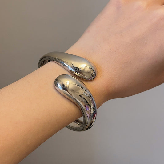 Chunky Bracelet Cuff - Silver and Gold