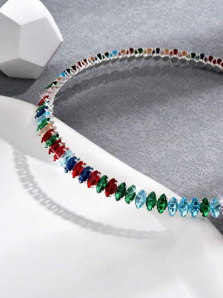 Stainless Steel oval shaped colored Tennis bracelet