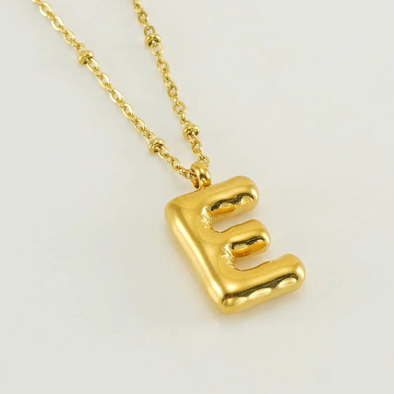 Stainless Bubbly Letters Necklace