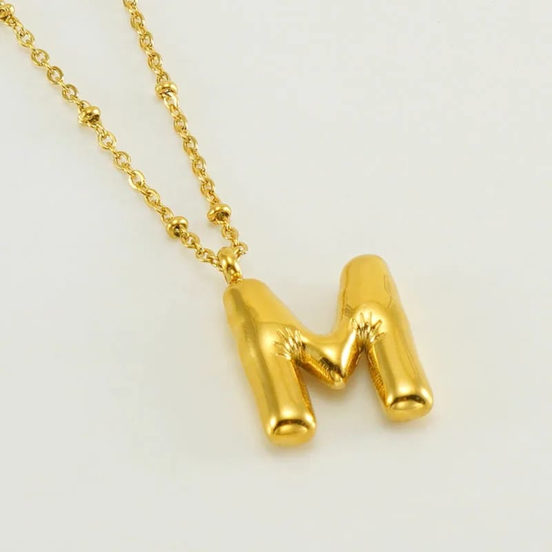 Stainless Bubbly Letters Necklace