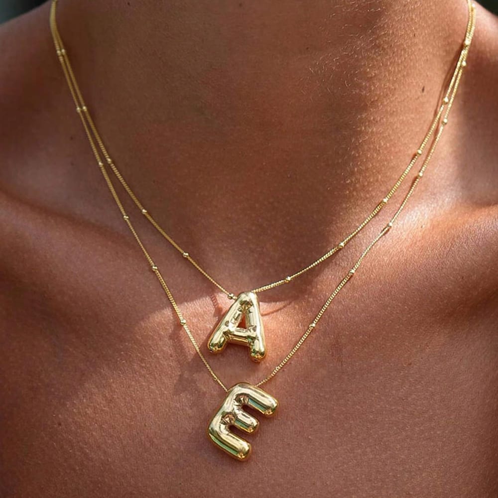 Stainless Bubbly Letters Necklace